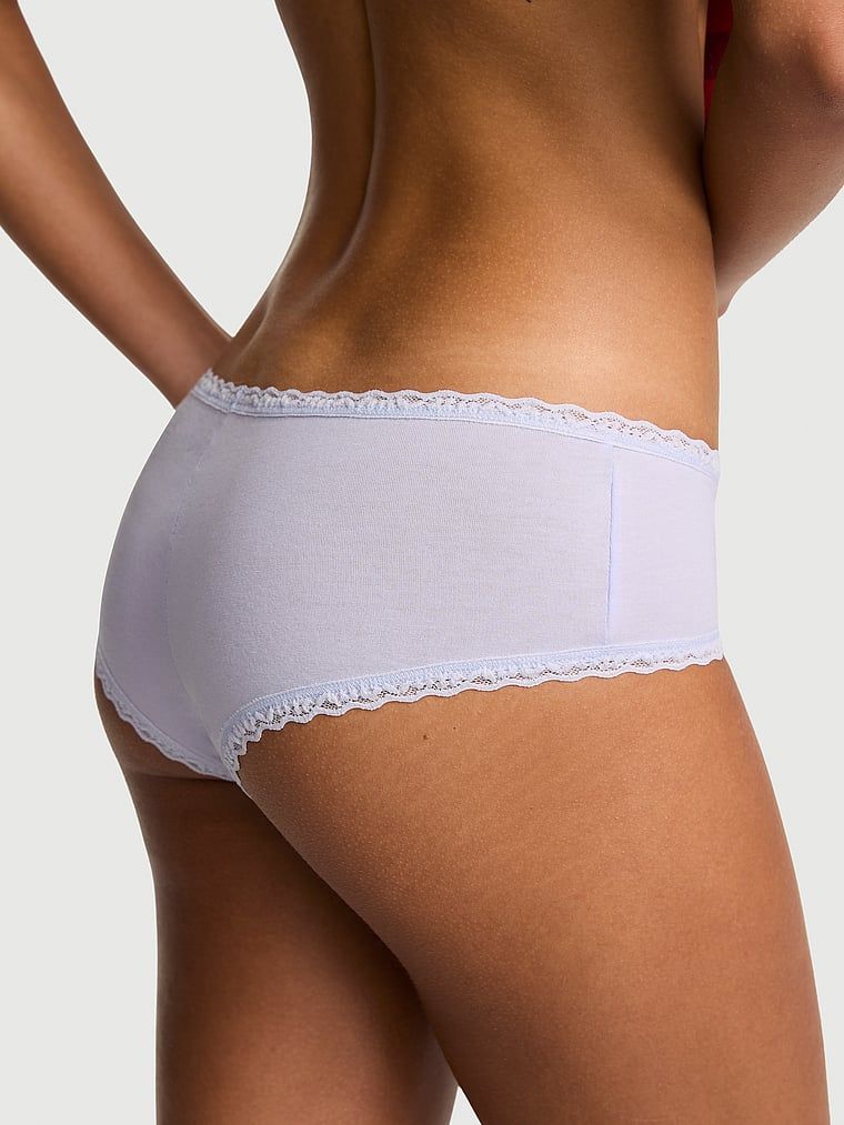 Majtki bawełniane z koronką na krawędziach Lace-Waist Cheeky. Produkt ma kolor niebieski i pochodzi z kolekcji Lace Trim. 