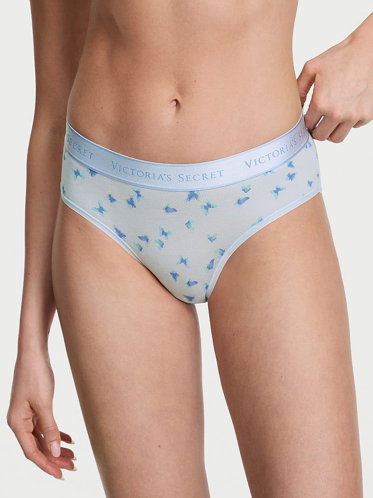 Majtki bawełniane z logo w talii Hiphugger. Produkt jest wzorzysty i pochodzi z kolekcji Cotton. 