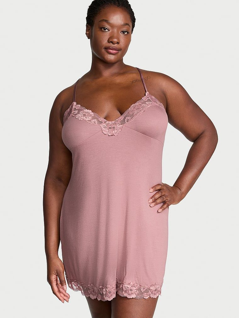 Victoria's Secret Koszulka nocna z modalu z koronką Cross-Back Slip