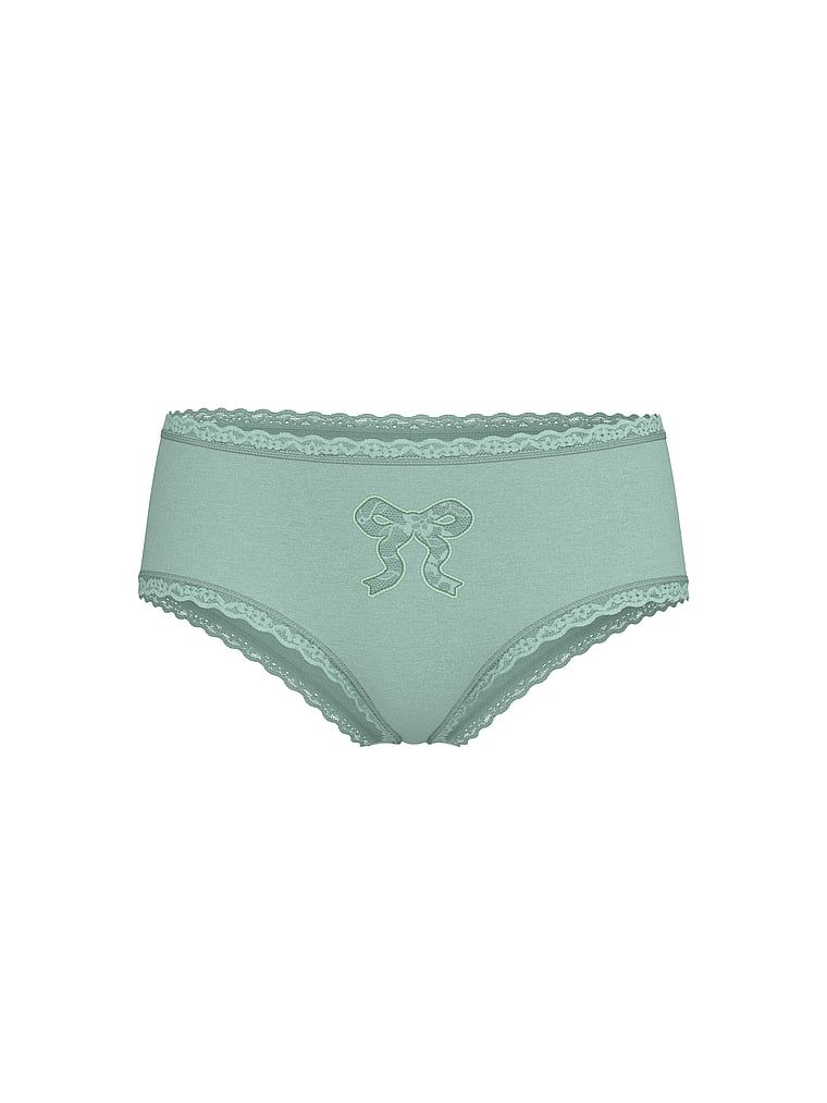 Majtki bawełniane Bow Cheeky. Produkt ma kolor zielony i pochodzi z kolekcji Body by Victoria. 