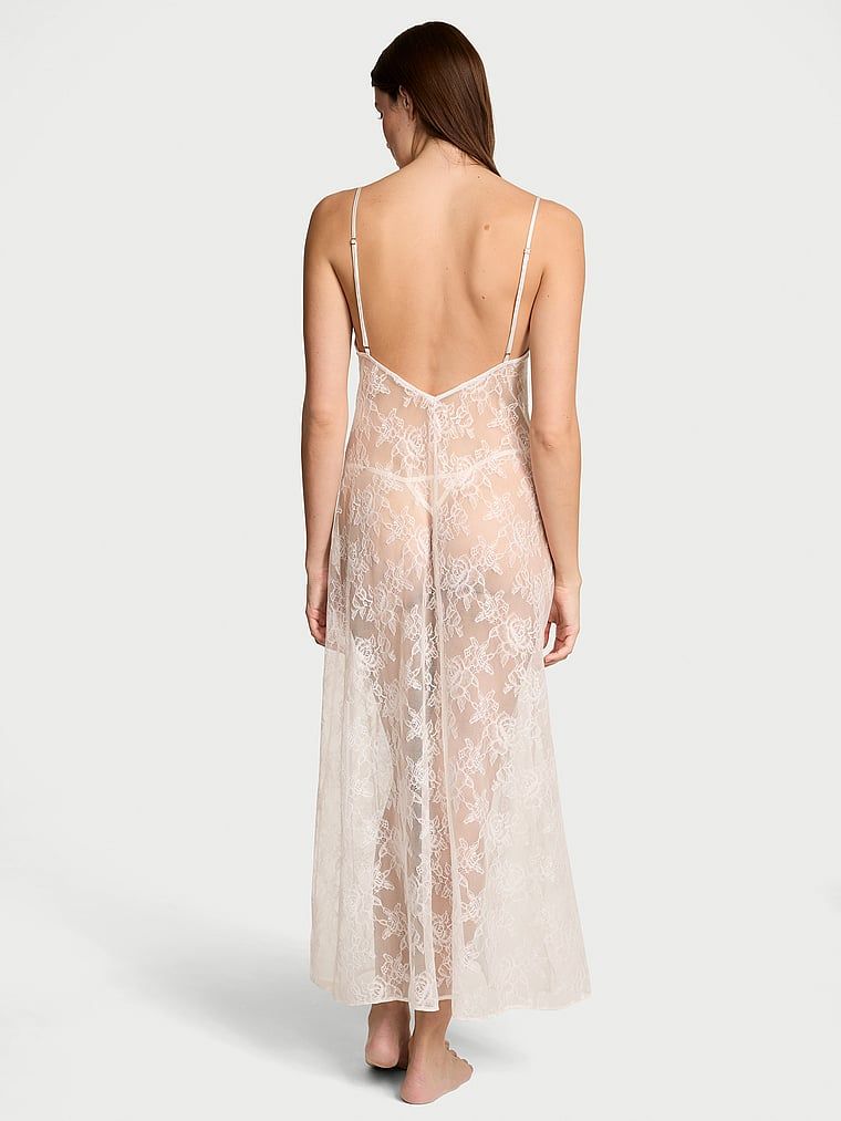 Victoria's Secret Koszula nocna koronkowa maxi Rose Lace Slip