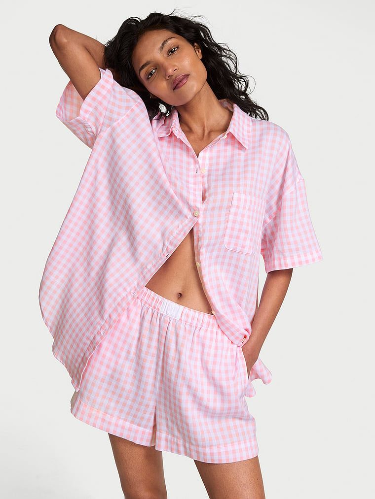 Victoria's Secret Piżama z bawełny i modalu - bluzka i szorty