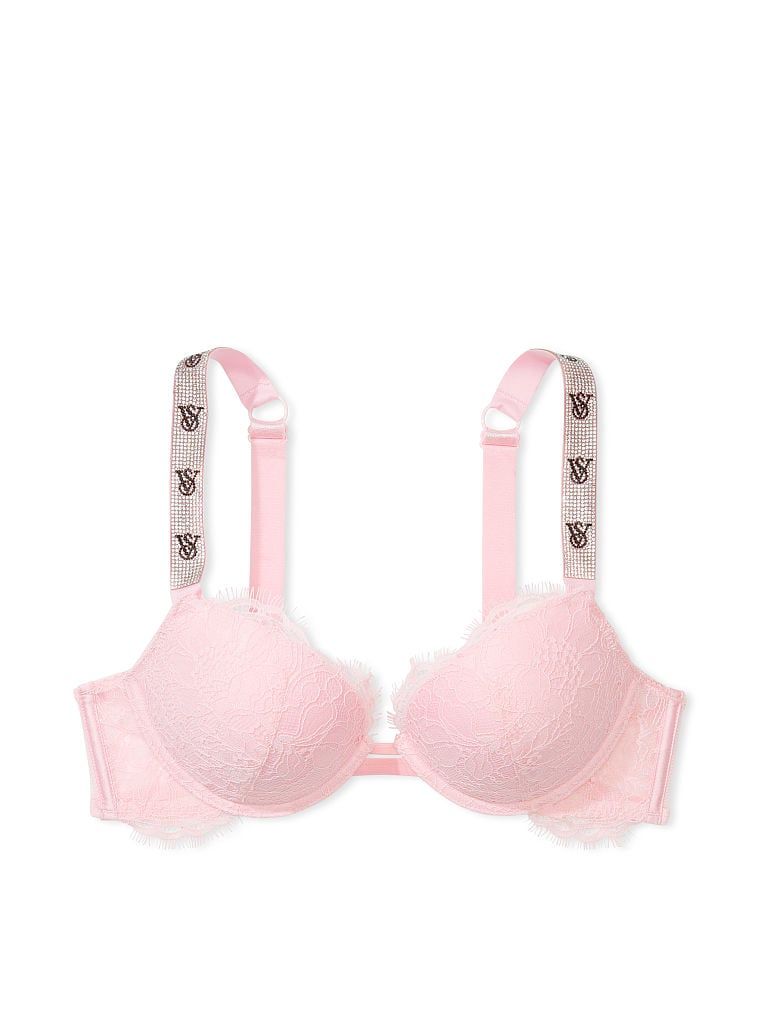 Biustonosz push-up Shine Strap Lace. Produkt ma kolor różowy i pochodzi z kolekcji Very Sexy. 
