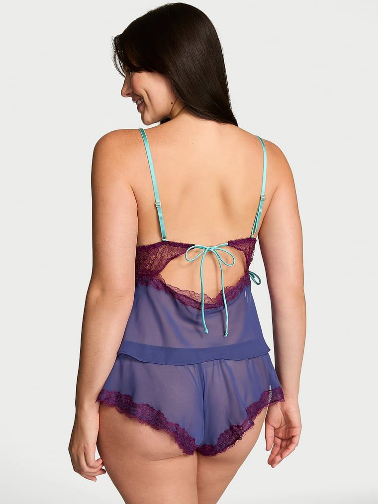 Victoria's Secret Zestaw z szyfonu do spania - top i szorty Tease
