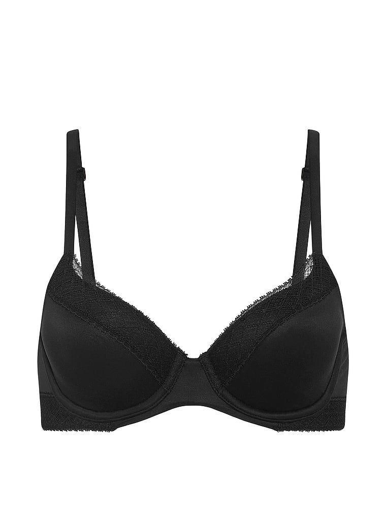Biustonosz lekko usztywniany ze wstawkami z koronki Demi. Produkt ma kolor czarny i pochodzi z kolekcji Body by Victoria. 