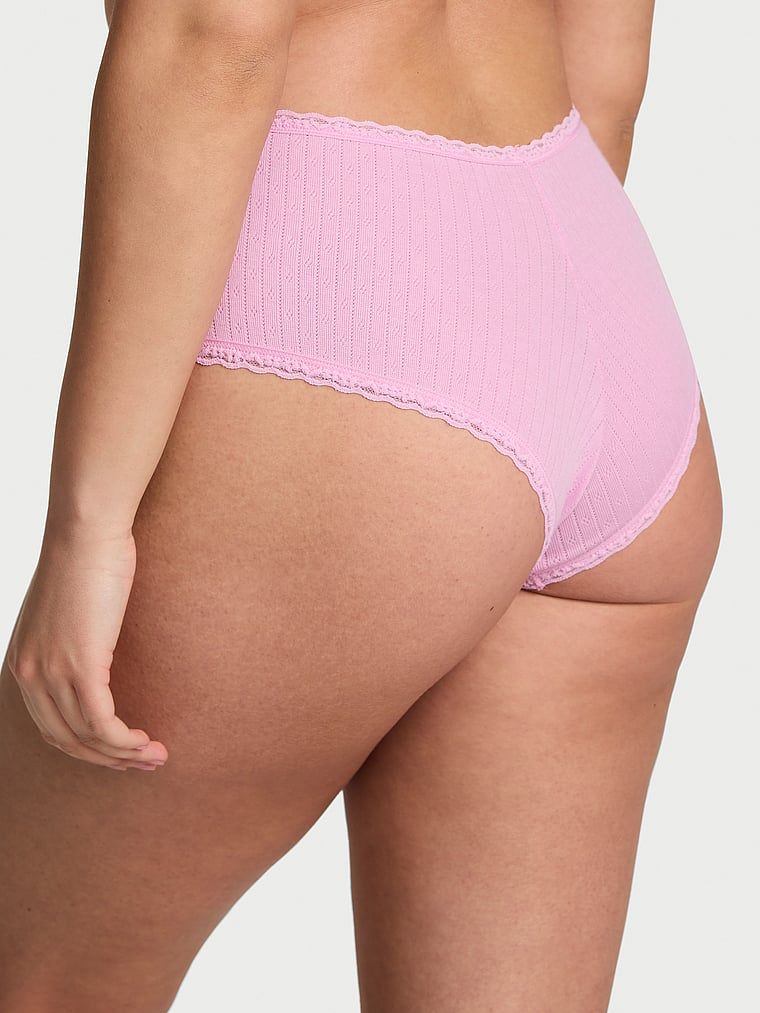 Majtki bawełniane Pointelle Cheeky. Produkt ma kolor purpurowy i pochodzi z kolekcji Lacie. 