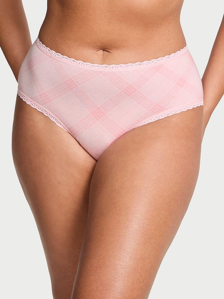 Majtki bawełniane z koronką na krawędziach Lace-Waist Cheeky. Produkt jest wzorzysty i pochodzi z kolekcji Lace Trim. 