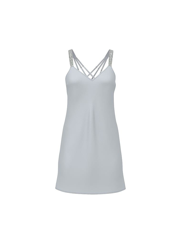 Very Sexy Koszulka nocna satynowa z błyszczącymi ramiączkami Gradient Shine Strap Slip