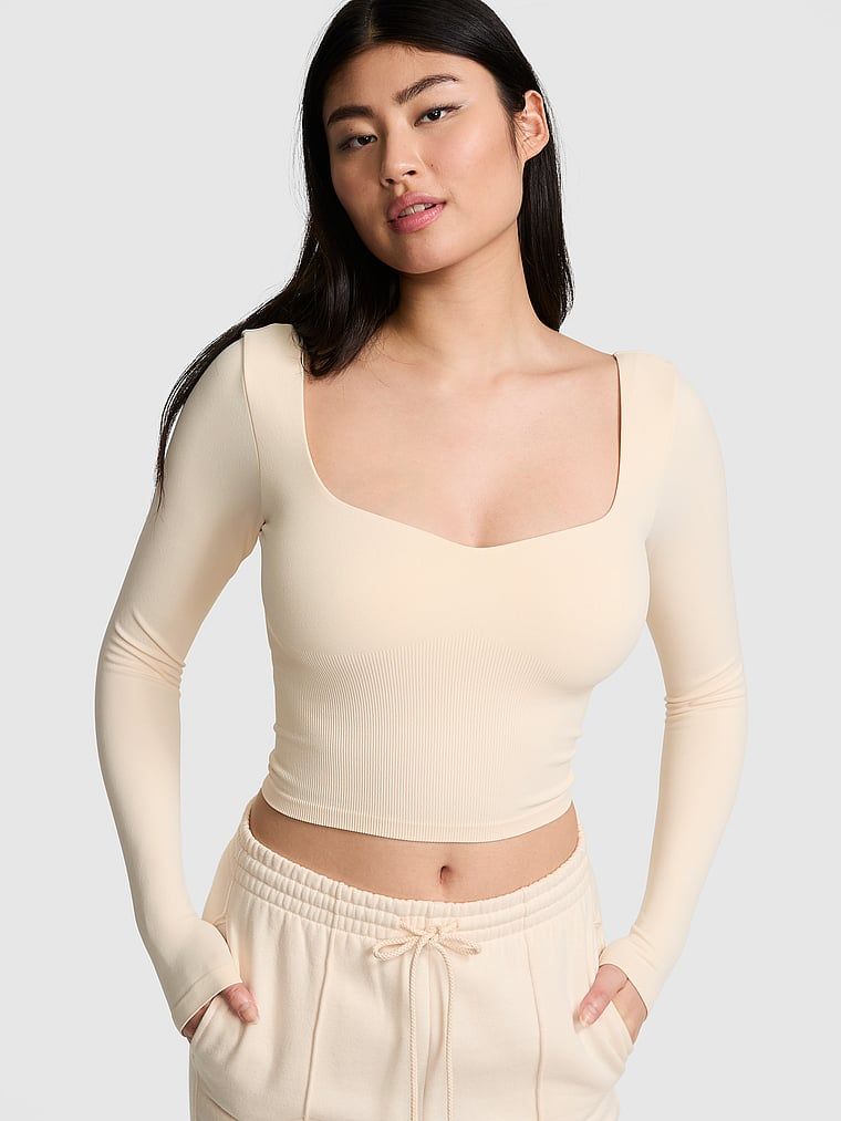 Top bezszwowy z długim rękawem