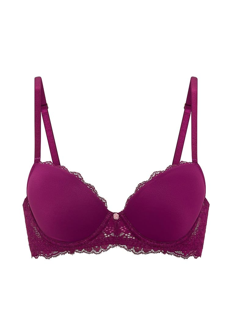 Biustonosz lekko usztywniany z koronką Lace Demi. Produkt ma kolor fioletowy i pochodzi z kolekcji Dream Angels. 
