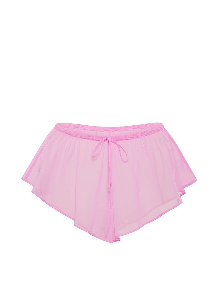 Spodenki z szyfonu do spania. Produkt ma kolor różowy i pochodzi z kolekcji Victoria's Secret. 