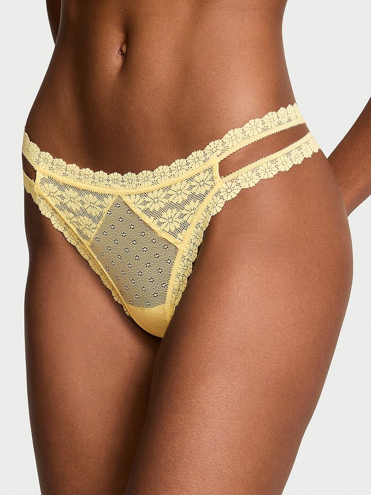 Stringi koronkowe Daisy. Produkt ma kolor żółty i pochodzi z kolekcji Lacie. 
