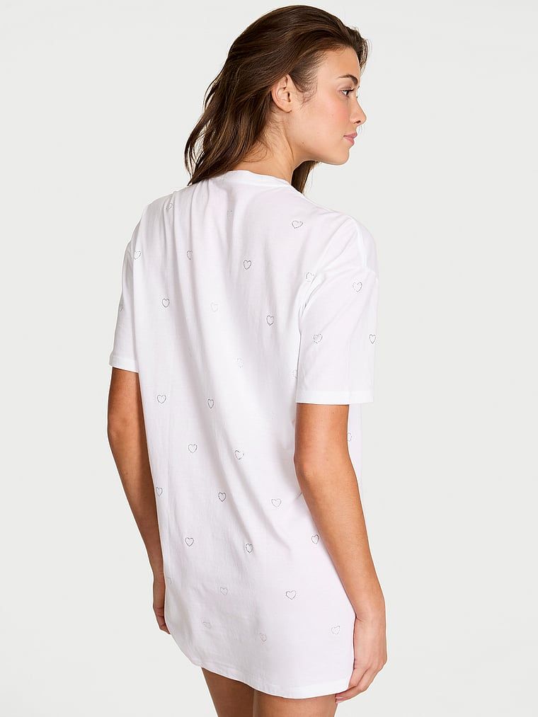 T-shirt bawełniany do spania oversize. Produkt ma kolor biały i pochodzi z kolekcji Victoria's Secret. 