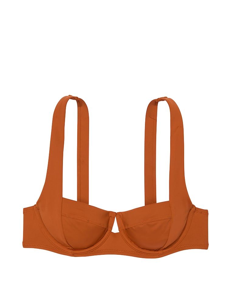 Góra od bikini z mocno zabudowanymi miseczkami Essential. Produkt ma kolor brązowy i pochodzi z kolekcji Victoria's Secret Swim. 