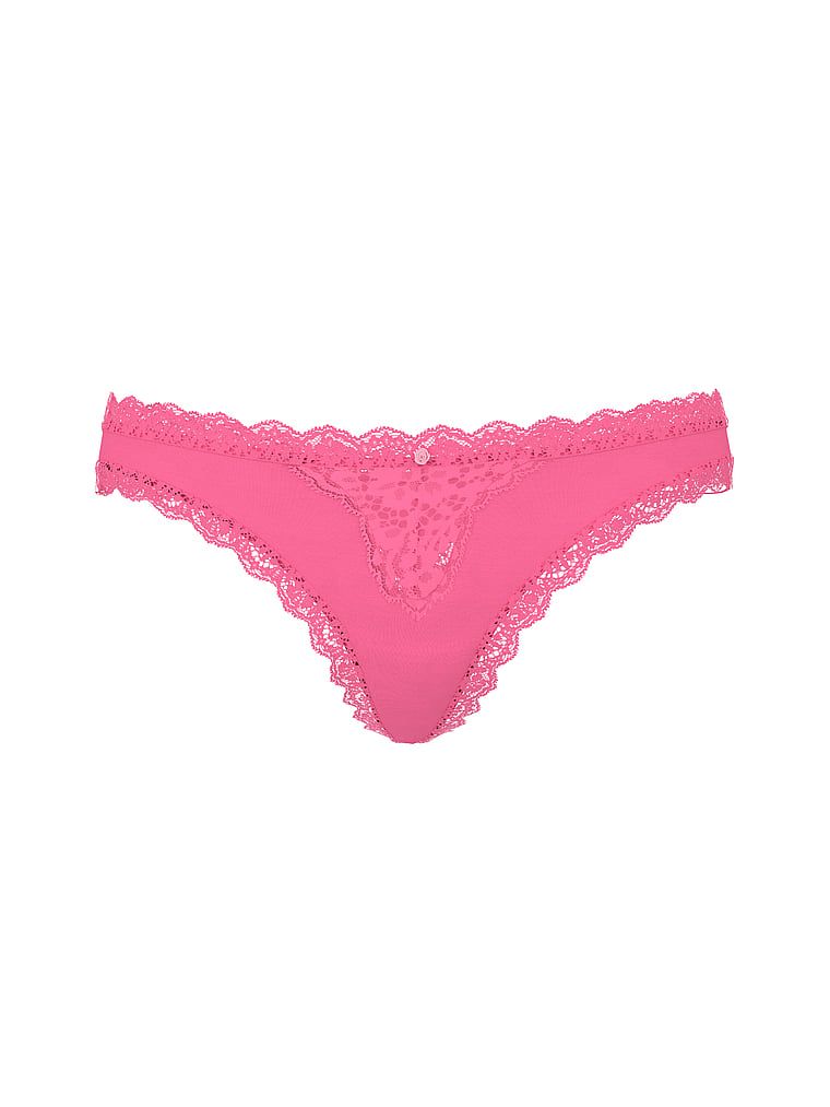Stringi z koronką Lace Trim. Produkt ma kolor różowy i pochodzi z kolekcji Dream Angels. 