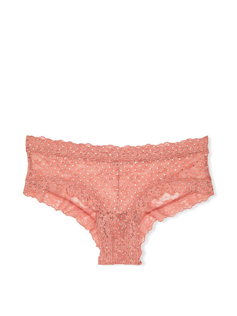 Majtki koronkowe z błyszczącymi kropeczkami Shimmer Cheeky. Produkt jest wzorzysty i pochodzi z kolekcji Lacie. 