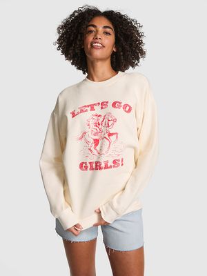 PINK Bluza bawełniana z okrągłym dekoltem Campus Oversize