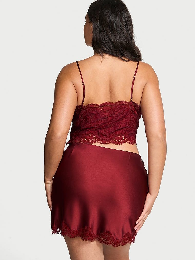 Dream Angels Zestaw satynowy - top koronkowy i spódniczka mini