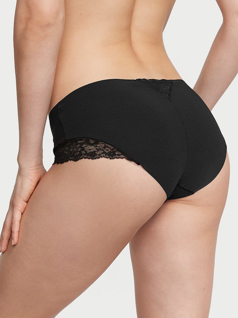 Majtki z koronkowymi wstawkami Lace-Trim Hiphugger. Produkt ma kolor czarny i pochodzi z kolekcji No-Show. 