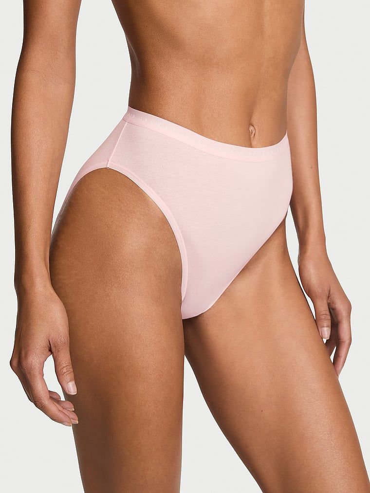 Victoria's Secret Majtki bawełniane figi z wysoko wyciętymi nogawkami High-Leg Brief