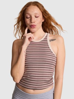 PINK Tank top z prążkowanego materiału