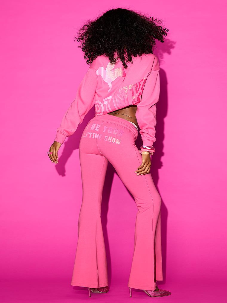 PINK Legginsy super dzwony All-Day Cotton z wywijanym pasem