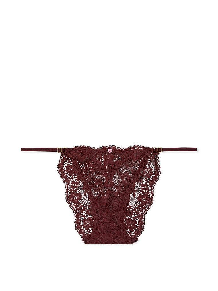 Majtki koronkowe z regulowanymi paskami Bikini. Produkt ma kolor czerwony i pochodzi z kolekcji Dream Angels. 