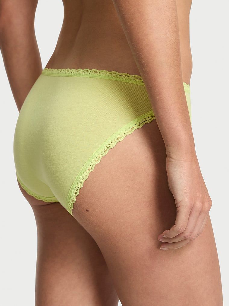 Majtki bawełniane z koronką Lace-Trim Bikini. Produkt ma kolor zielony i pochodzi z kolekcji Lacie. 