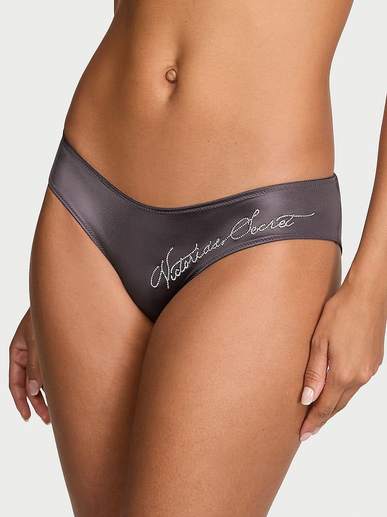 Majtki z wyjątkowym tyłem i napisem Shine Script Cheeky. Produkt ma kolor szary i pochodzi z kolekcji Very Sexy. 