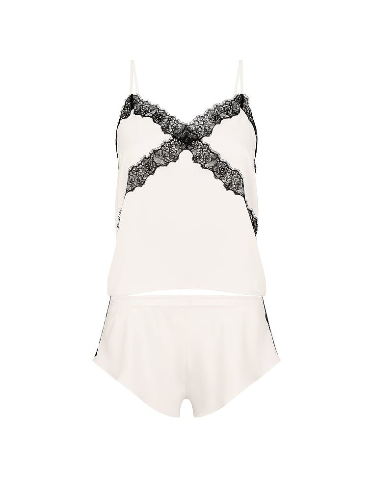 Satynowy zestaw z koronką do spania Satin Rose Lace-Trim. Produkt ma kolor biały i pochodzi z kolekcji Very Sexy. 