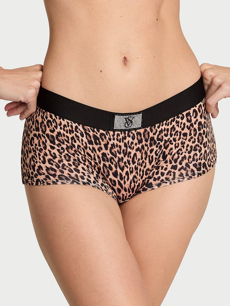 Cotton Majtki bawełniane szorty z błyszczącym logo Shine Patch