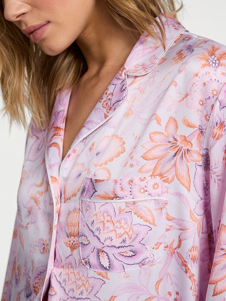 Victoria's Secret Satynowa piżama z długim rękawem