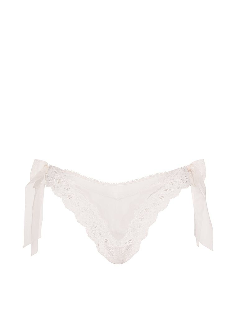 Dream Angels Majtki brazyliany z kokardkami po bokach Lace and Mesh Side-Bow