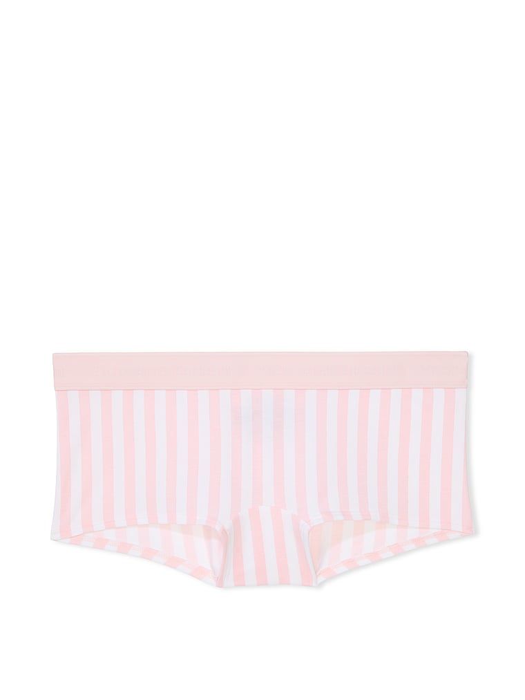 Majtki szorty bawełniane z logo w talii Boyshort. Produkt ma wzór w paski i pochodzi z kolekcji Cotton. 