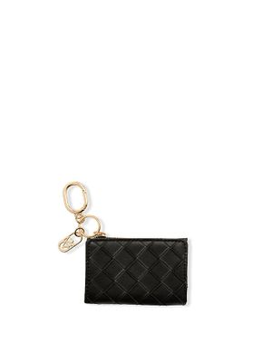 Black Woven Składane etui na karty z brelokiem