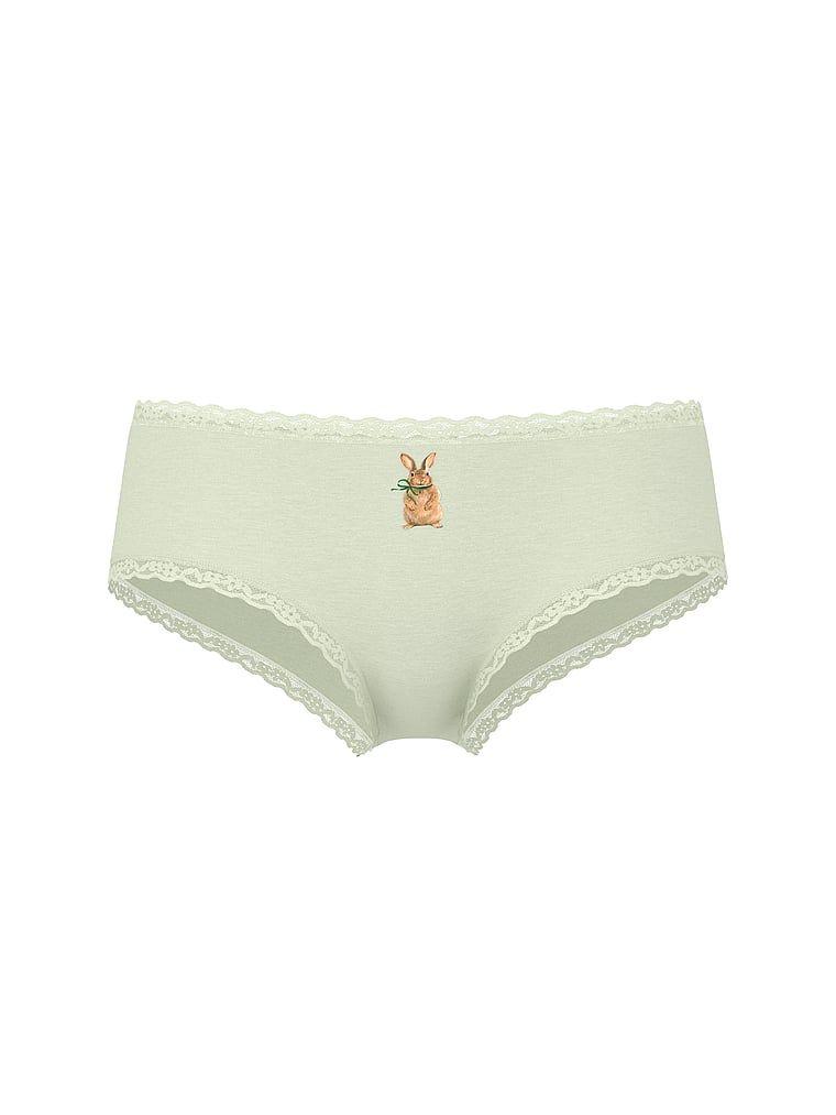 Majtki bawełniane z koronką na krawędziach Lace-Waist Cheeky. Produkt ma kolor zielony i pochodzi z kolekcji Lace Trim. 