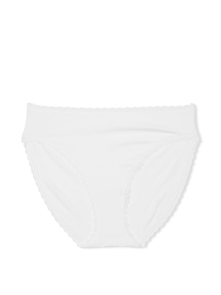 Majtki bawełniane figi z koronką i z wysoko wyciętymi nogawkami Lace-Trim Brief. Produkt ma kolor biały i pochodzi z kolekcji Lacie. 