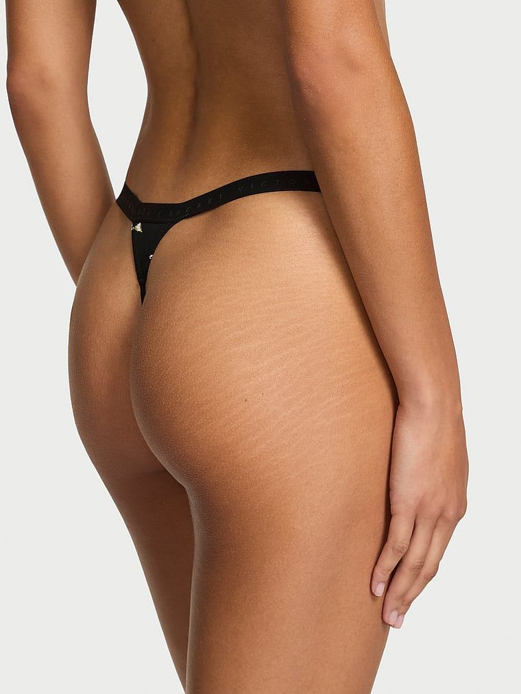 Stringi bawełniane Stretch Cotton. Produkt jest wzorzysty i pochodzi z kolekcji Victoria's Secret. 