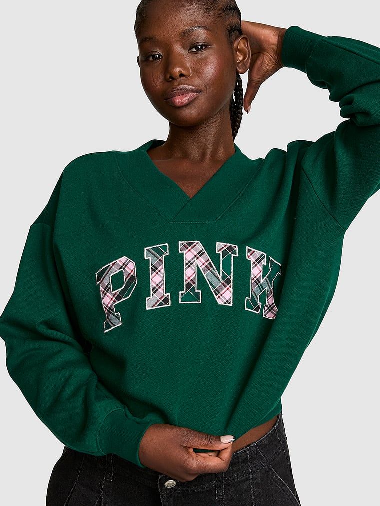 PINK Bluza Campus Fleece z dekoltem w serek