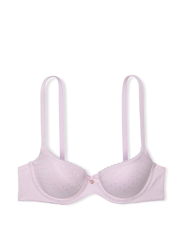 Na zdjęciu na białym tle widoczny jest biustonosz lekko usztywniany Demi. Produkt ma kolor purpurowy i pochodzi z kolekcji Body by Victoria.