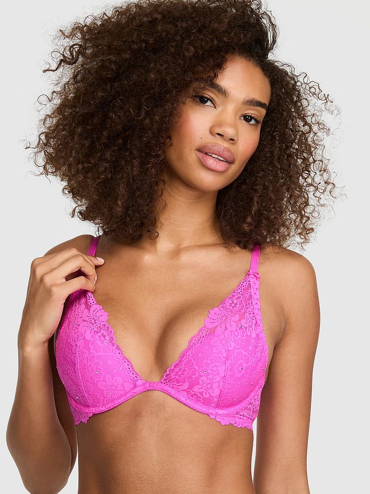 Lekko usztywniany biustonosz plunge PINK Wink