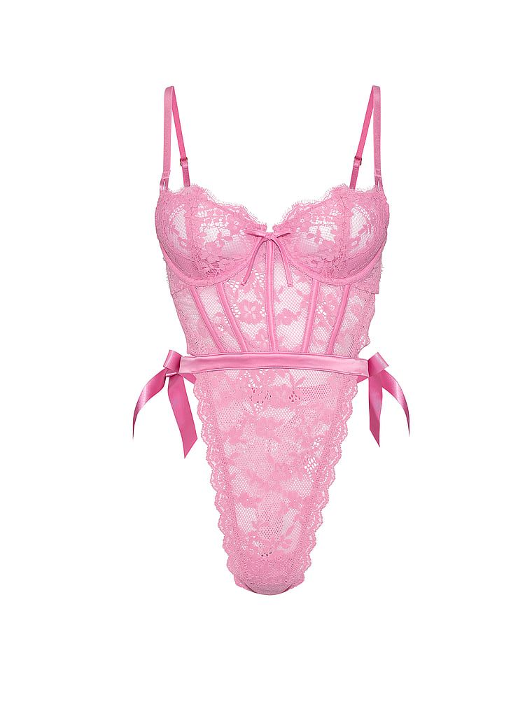 Body nieusztywniane koronkowe Wicked. Produkt ma kolor różowy i pochodzi z kolekcji Dream Angels. 
