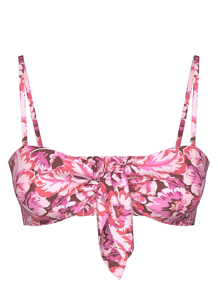 Góra od bikini z odpinanymi ramiączkami Beachwear Easy Tie-Front Bandeau. Produkt ma wzór kwiatowy i pochodzi z kolekcji Victoria's Secret Swim. 