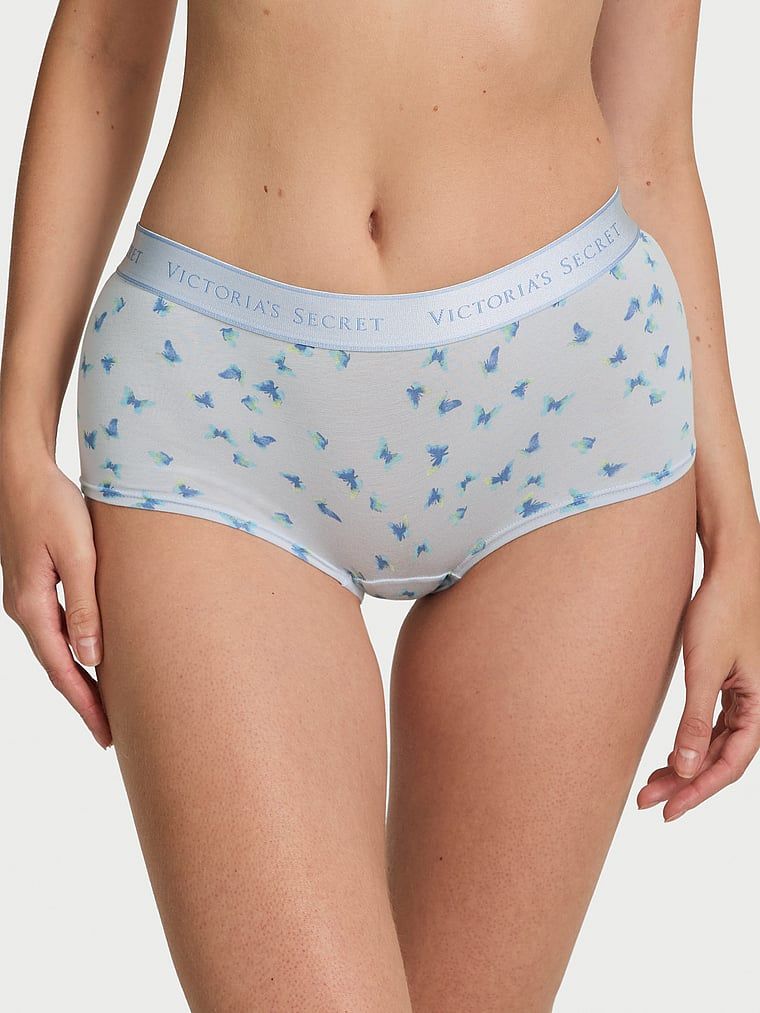 Majtki szorty bawełniane z logo w talii Boyshort. Produkt jest wzorzysty i pochodzi z kolekcji Cotton. 