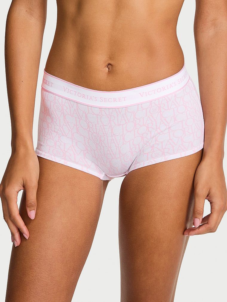 Cotton Majtki bawełniane szorty z logo w talii Boyshort