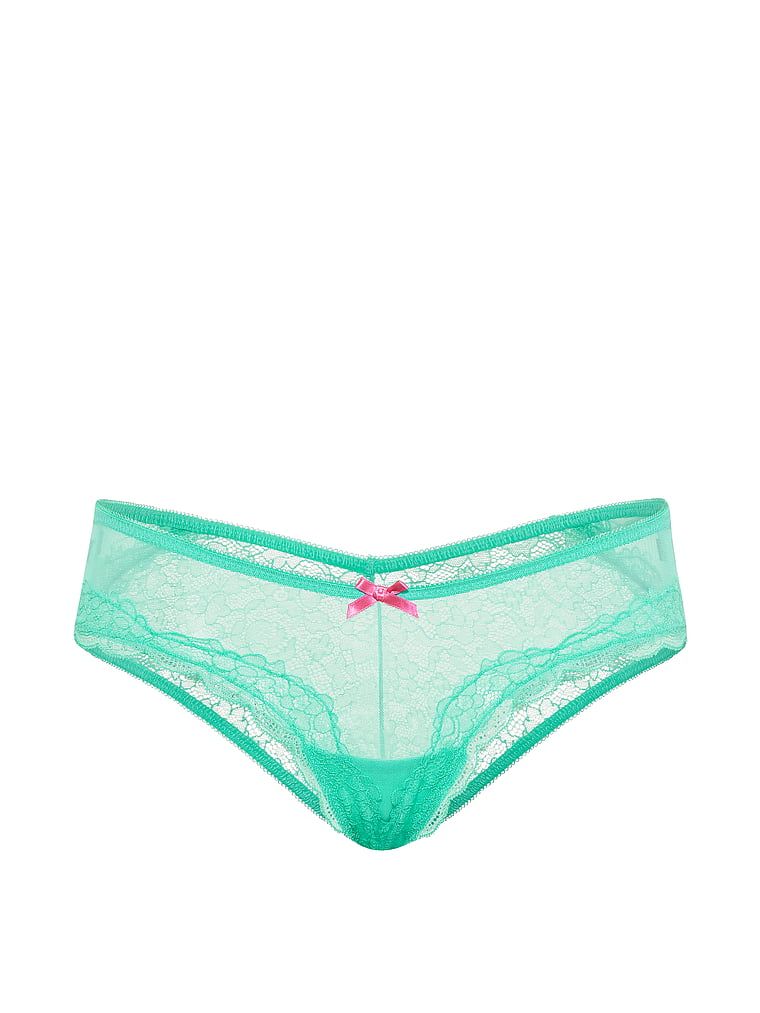 Majtki z siateczki i koronki Tease Cheeky. Produkt ma kolor niebieski i pochodzi z kolekcji Victoria's Secret. 