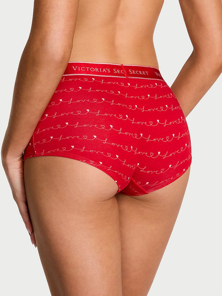 Cotton Majtki bawełniane szorty z logo w talii Boyshort