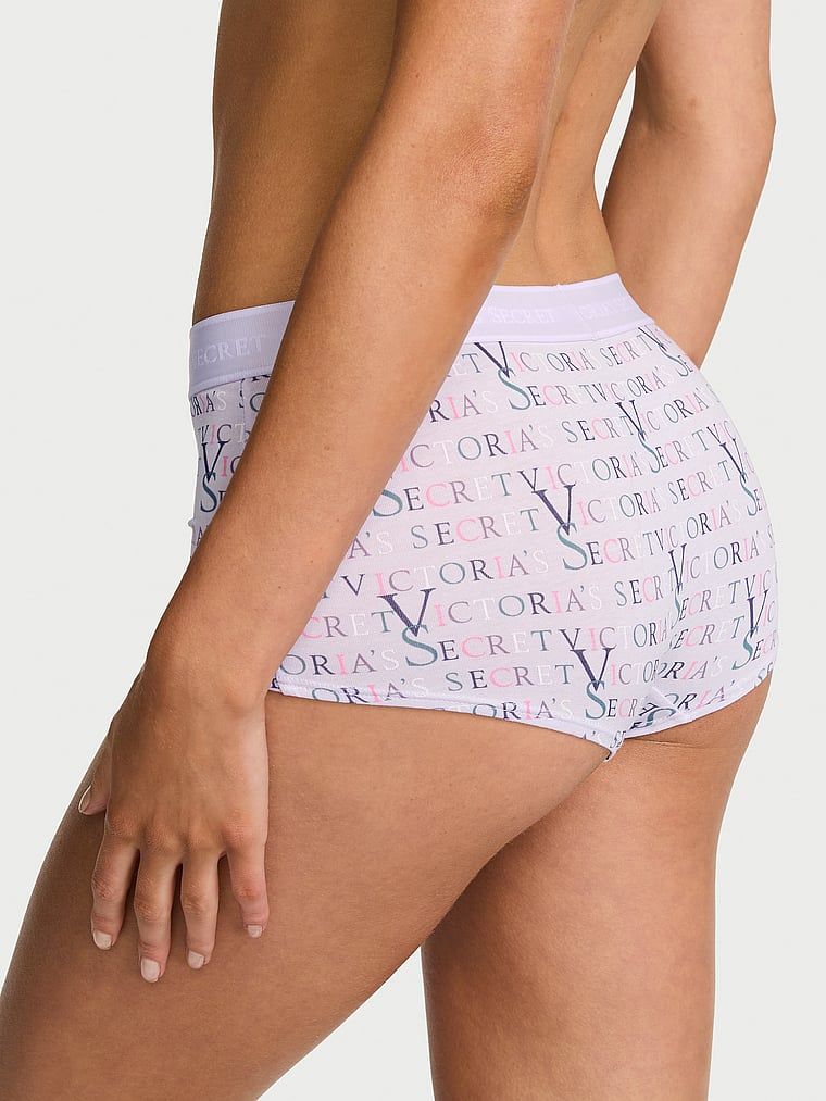 Majtki bawełniane szorty z logo w talii Boyshort. Produkt ma kolor wzorzysty i pochodzi z kolekcji Cotton. 