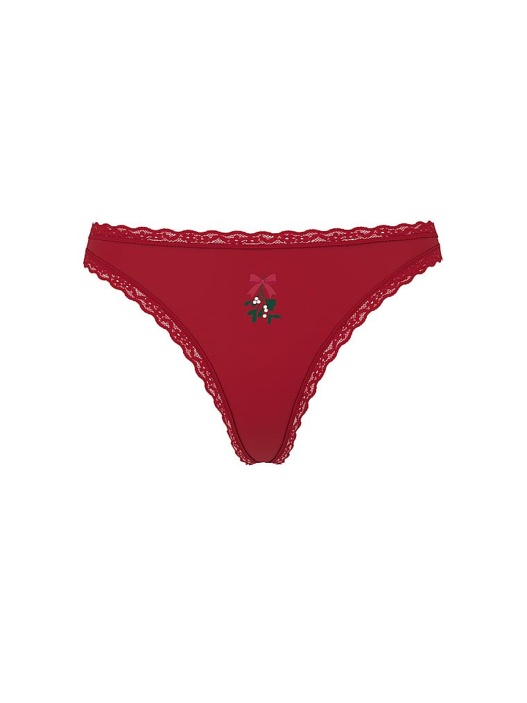 Stringi bawełniane z koronką na krawędziach Lace-Waist. Produkt ma kolor czerwony i pochodzi z kolekcji Lace Trim. 