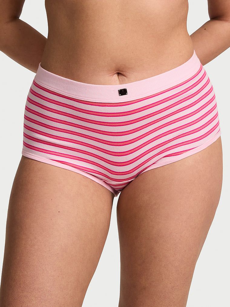Majtki bawełniane szorty prążkowane z logo Hardware Boyshort. Produkt ma wzór w paski i pochodzi z kolekcji Cotton. 